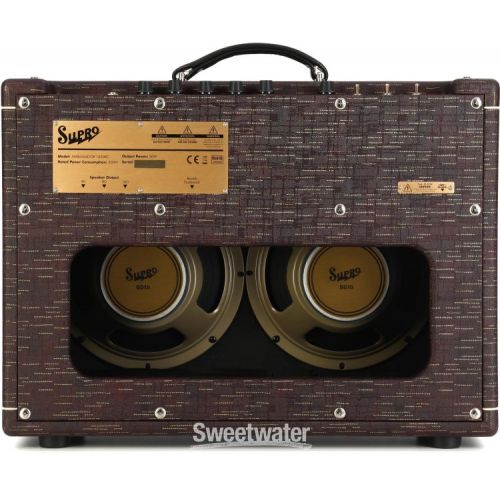  Supro Ambassador Custom 2 x 10-inch 50-watt Tube Combo Amplifier - Burgundy