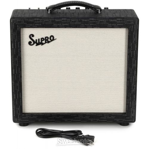  Supro 1614RT Amulet 1 x 12-inch 15-watt Tube Combo Amp - Black Scandia