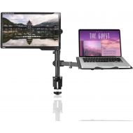 [아마존베스트]Suptek Full Motion Computer Monitor and Laptop Riser Desk Mount Stand, Height Adjustable (400mm), Fits 13-27 inch Screen and up to 17 inch Notebooks, VESA 75/100, up to 22lbs for E