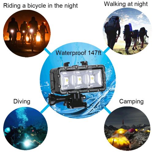  [아마존 핫딜]  [아마존핫딜]Suptig Led Unterwasserlicht, Unterwasserlicht, Licht Wasserdicht, Kompatibel mit Gopro Serie, AKASO, Campark, Dragon Action-Kamera,Wasserdicht 147ft (45 Meter)