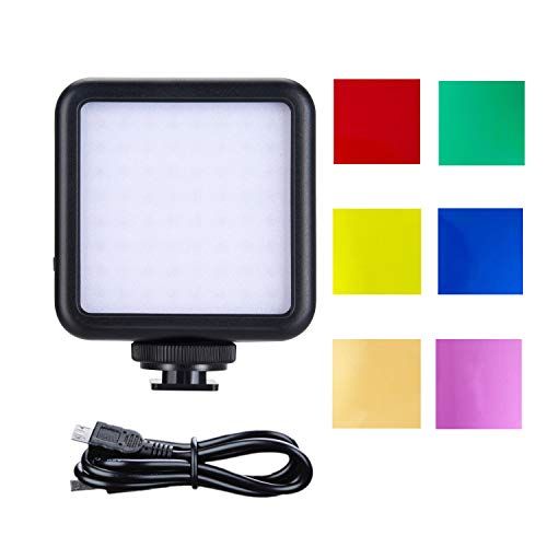  Suptig Mini LED Video Ligh, 2500Mah 64 Dimmable Hight Power LED Panel Vide Light, Color Filters Compatible for Mobile 2 OM 4 Pocket Zhiyun Smooth Sony Canon Nikon Gopro DJI OSMO