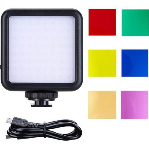 Suptig Mini LED Video Ligh, 2500Mah 64 Dimmable Hight Power LED Panel Vide Light, Color Filters Compatible for Mobile 2 OM 4 Pocket Zhiyun Smooth Sony Canon Nikon Gopro DJI OSMO