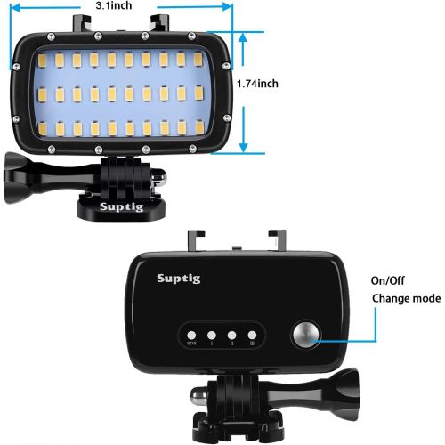  Suptig 30 LED Video Light Waterproof Light Underwater Light Compatible for Gopro Hero 10 Hero 9 Hero 8 Hero 7 Hero 5 Hero 6 Hero 4 and Canon Nikon Sony Olympus SLR Cameras Waterpro