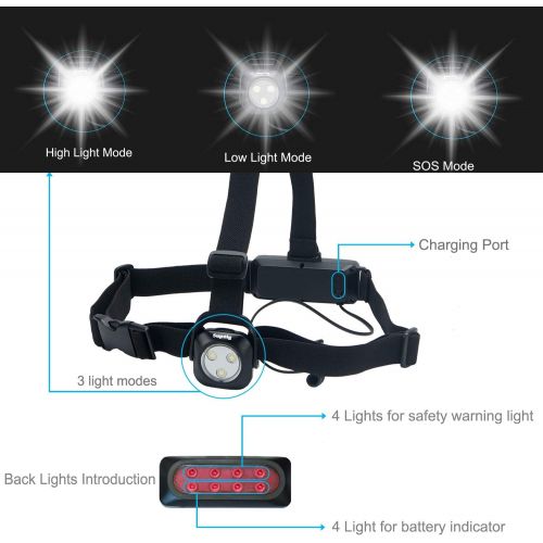  Suptig Running Light, Chest Light, Running Belt Light for Camping, Hiking, Running, Jogging, Walking, Outdoor Adventure IP64 Waterproof Built-in 2600mAh Rechargeable Lithium Batter