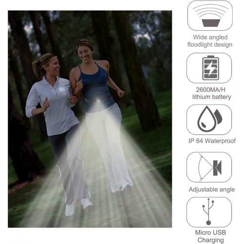  Suptig Running Light, Chest Light, Running Belt Light for Camping, Hiking, Running, Jogging, Walking, Outdoor Adventure IP64 Waterproof Built-in 2600mAh Rechargeable Lithium Batter