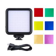 Suptig Mini LED Video Ligh, 2500Mah 64 Dimmable Hight Power LED Panel Vide Light, Color Filters Compatible for Mobile 2 OM 4 Pocket Zhiyun Smooth Sony Canon Nikon Gopro DJI OSMO