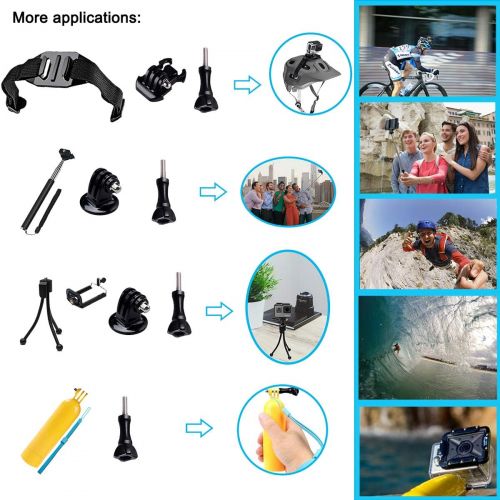  Suptig Accessories Kit Compatible for Gopro Hero 10 Hero 9 Hero 8 Hero 7/6/5/4/3/3+/2/1/Session and AKASO Dragon Campark Yi Action Camera Accessories Kit