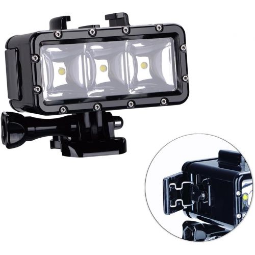  Suptig High Power Dimmable Waterproof LED Video Light Fill Night Light Diving Underwater Light for Gopro Hero8/Hero7/Hero6/Hero5/5S/4/4S/3+/3/2 SJCAM Sj5000 Sj6000 Xiaoyi Cameras