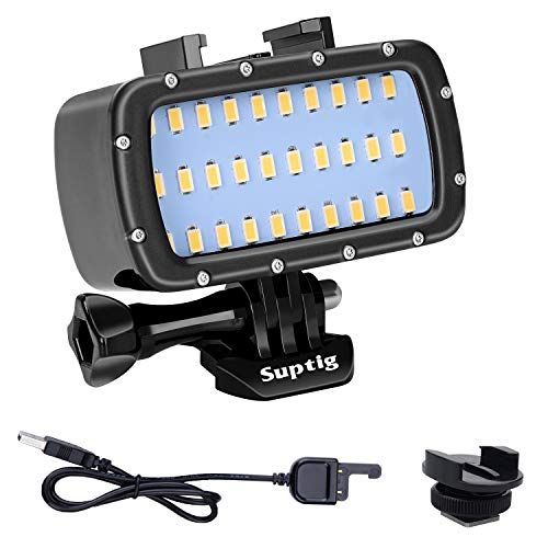  Suptig 30 LED Video Light Waterproof Light Underwater Light Compatible for Gopro Hero 10 Hero 9 Hero 8 Hero 7 Hero 5 Hero 6 Hero 4 and Canon Nikon Sony Olympus SLR Cameras Waterpro