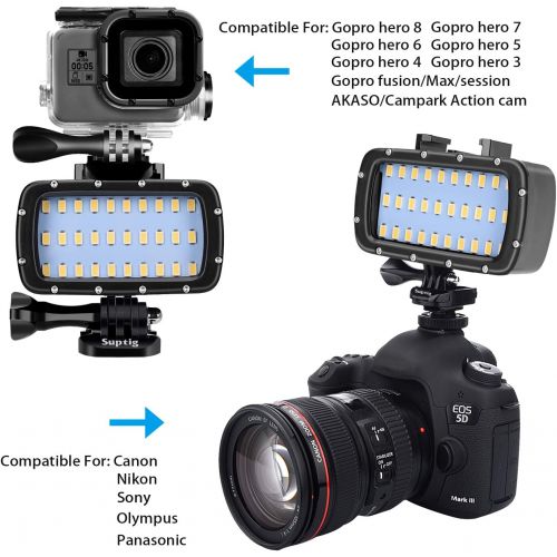  Suptig 30 LED Video Light Waterproof Light Underwater Light Compatible for Gopro Hero 10 Hero 9 Hero 8 Hero 7 Hero 5 Hero 6 Hero 4 and Canon Nikon Sony Olympus SLR Cameras Waterpro