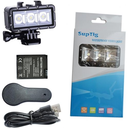  Suptig Diving light High Power Dimmable Waterproof LED Video light Fill Night light Diving Underwater light Waterproof 147ft(45m) for Gopro Hero 9 Hero 8/ Hero 7/Hero 5/6/5S/4/4S/3