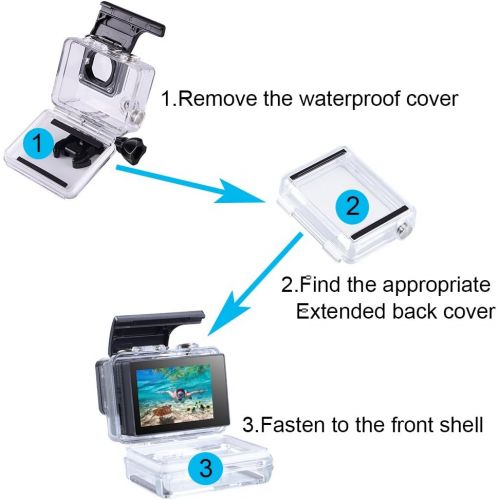  Suptig BacPac Backdoor Compatible for GoPro Hero4 Silver, Hero4 Black, Hero3+ Cameras Housing for GoPro BacPac LCD Screen Extended Battery BacPac