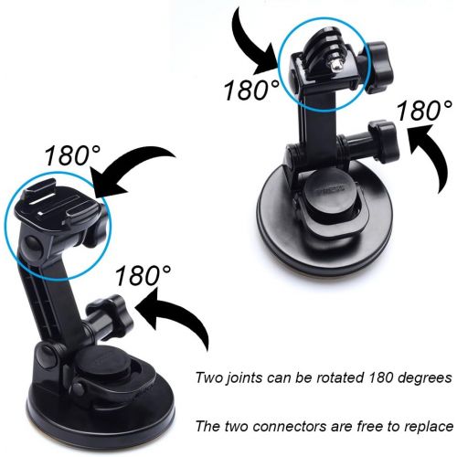  Suptig Suction Cup Mount Compatible for Gopro Hero 10 Hero 9 Hero 8 Hero 7 Hero 6 Hero 5 Hero 4 Hero 3+ Hero 3 Hero 2 Gopro Max Hero+ Hero Session and Other Action Cameras (Black)