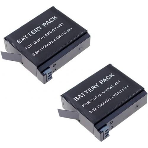  Suptig Battery (2 Pack) and Daul Charger for Gopro HERO4 Black Gopro HERO4 Silver and Gopro AHDBT-401
