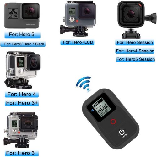  Suptig Remote WiFi Remote Compatible for Gopro Hero 8 Hero 7 Black Hero 6 Hero 5 Hero 4 Hero Session Hero 3 Hero 3+ Hero +LCD Max Fusion Waterproof Wireless Remote WiFi Remote (Bla