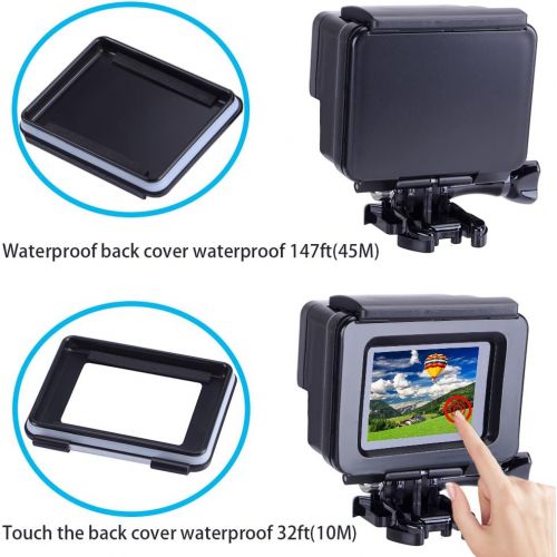  [아마존베스트]Suptig Replacement Waterproof Housing Black Touch Housing Compatible with Gopro Hero 4Hero 3+ Outside Sport Camera for Underwater Water, Heat Resistant Up To 147(45m)