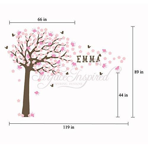  Large Tree Wall Decal Removable Wall Sticker With Custom Name Cherry Blossom Tree Nursery Wall Decal From Surface Inspired 1042