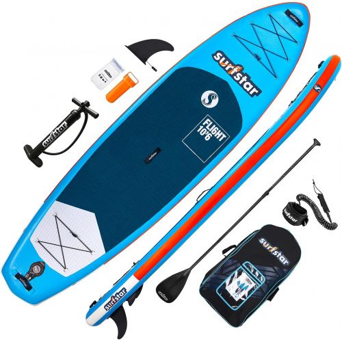  surfstar Inflatable Paddle Board, Stand Up Paddle Boards for Adults, 10’6’’x33’’x6” Paddleboard Lightweight SUP with Premium Ankle Leash, Floating Paddle, Dual Action Pump, Backpac