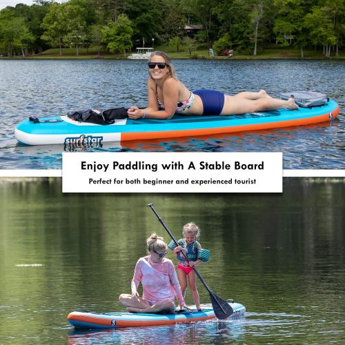  surfstar Inflatable Paddle Board, Stand Up Paddle Boards for Adults, 10’6’’x33’’x6” Paddleboard Lightweight SUP with Premium Ankle Leash, Floating Paddle, Dual Action Pump, Backpac