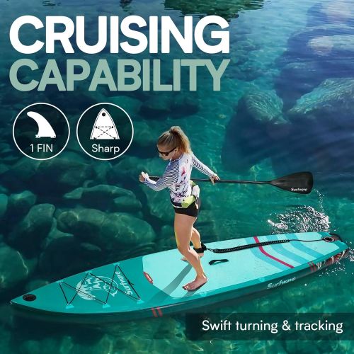  Surfwave Stand UP Paddle Board, 108‘ Inflatable SUP Board W/Backpack, Camera Mount, 5L Waterproof Bag, Leash, Paddle, Pump, 5MIN Fast Inflate, Ideal for Beginners & Expects, Fresh