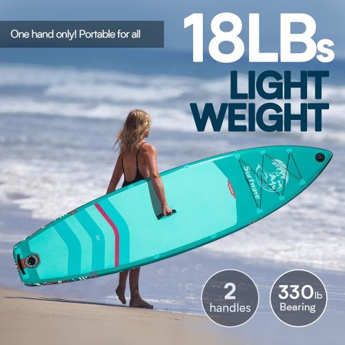  Surfwave Stand UP Paddle Board, 108‘ Inflatable SUP Board W/Backpack, Camera Mount, 5L Waterproof Bag, Leash, Paddle, Pump, 5MIN Fast Inflate, Ideal for Beginners & Expects, Fresh