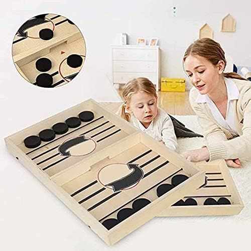  Surgicalonline Fast Sling Puck Game, Wooden Hockey Table Game, Table Battle Game for Kids and Adults, Foosball Winner Board Games for Family, Birthday Gift