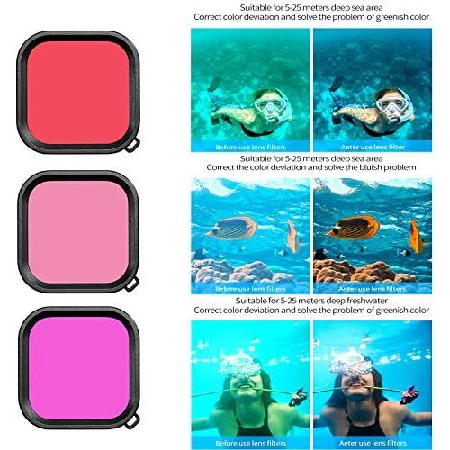  Surpassed Go pro 9 Waterproof Dive Case with 3-Pack Dive Filter for Go pro Hero 9 Black Supports 60M/196FT Underwater Scuba Snorkeling Deep Diving with Red Magenta Filter Bracket Screw GoPro