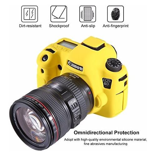  Surpassed Professional Secure Silicone Camera Cases Bag Housing Rubber Body Skin for Canon EOS 6D Digital SLR Camera Protective Case (Yellow)