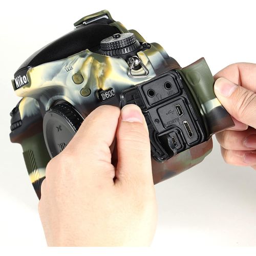  Surpassed Professional Secure Silicone Camera Cases Bag Housing Rubber Body Skin for Nikon D610 D600 DSLR Camera Protective Case(Army Green)