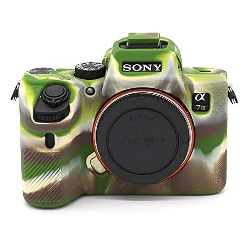  Surpassed Professional Secure Soft Silicone Camera Case Bag Housing Rubber Body Skin for Sony Alpha A7iii a73 A7R3 A7Riii a7R Mark III a7 Mark III Digital SLR Camera Protective Case (Army Gr
