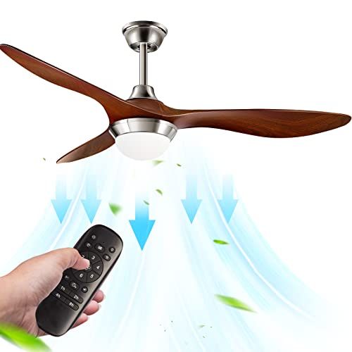  Surtime 52” Modern Ceiling Fans with Lights Remote Control Indoor Outdoor LED Ceiling Fan For Farmhouse Bedroom And Kitchen (Brown)