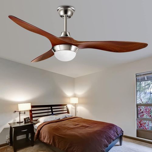  Surtime 52” Modern Ceiling Fans with Lights Remote Control Indoor Outdoor LED Ceiling Fan For Farmhouse Bedroom And Kitchen (Brown)