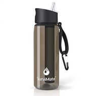 Survimate Filtered Water Bottle BPA Free with 4-Stage Intergrated Filter Straw for Camping, Hiking, Backpacking and Travel