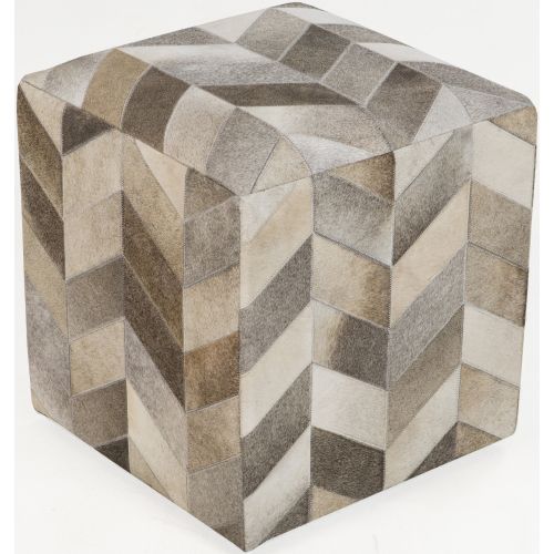  Surya Chevron Cube Leather Pouf