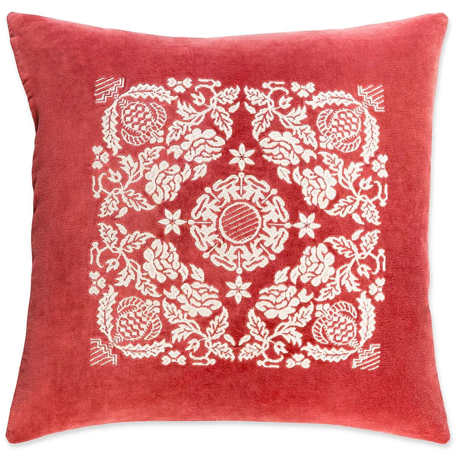  Surya Smithsonian Floral Square Throw Pillow in KhakiBrown