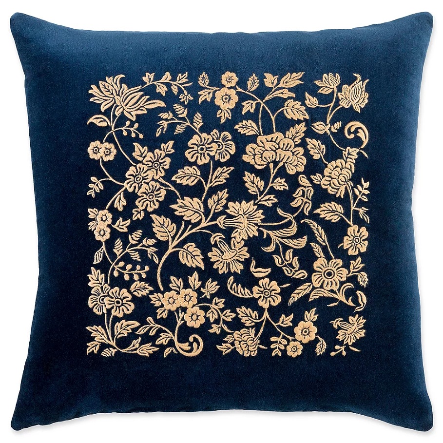  Surya Smithsonian Floral Square Throw Pillow in KhakiBrown