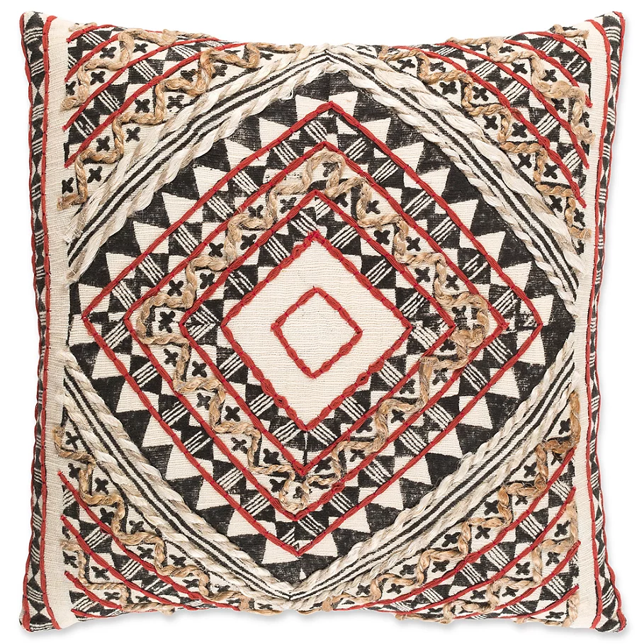  Surya Kazinga Bohemian Square Throw Pillow in RedTan