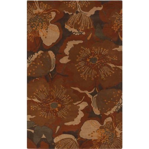  Surya Athena ATH-5102 Transitional Hand Tufted 100% Wool Sepia 6 Round Floral Area Rug