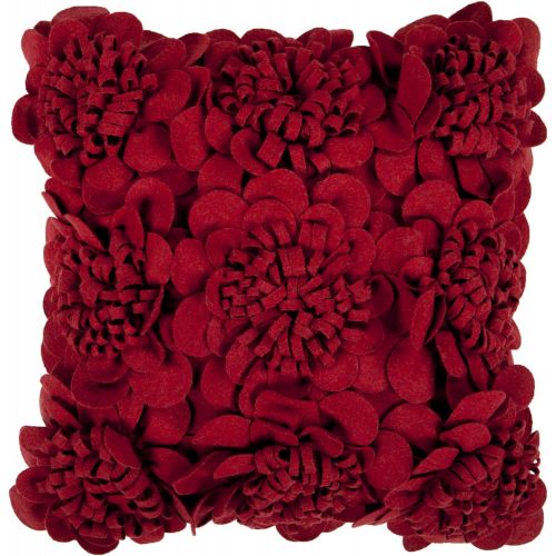  Surya FA-084 Hand Crafted 100% Wool Maroon 22 x 22 Textural Decorative Pillow