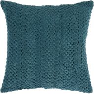Surya P-0279 Hand Crafted 100% Cotton Teal Green 18 x 18 Solid Decorative Pillow