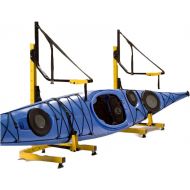 Suspenz Kayak Storage Rack, 2-Boat Free Standing Kayak, Canoe, SUP Deluxe Storage Rack, Indoor & Outdoor, Yellow, 48