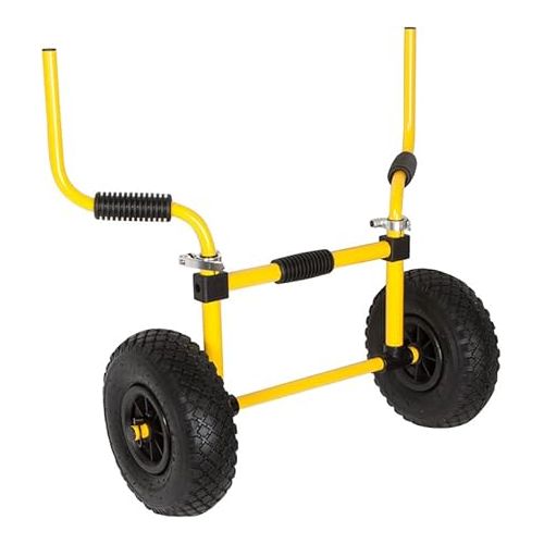  Suspenz Kayak Cart Trolley, Sit on Top SOT Adjustable Width Transport Carrier with No Flat Airless Wheels, Yellow, (22-0077)