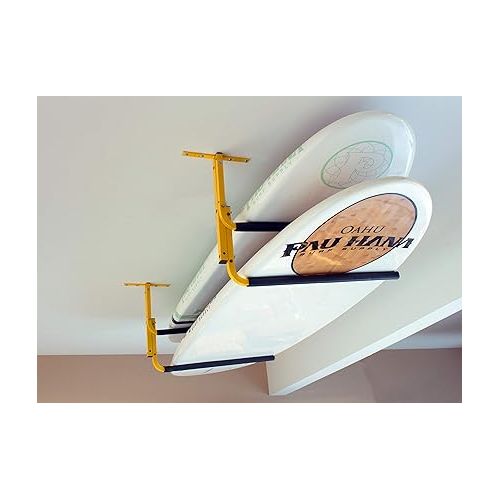  Suspenz Kayak Storage Rack, Ceiling/Under Deck Garage Hanger for 2 Kayaks and SUPs, Yellow, 11-7800