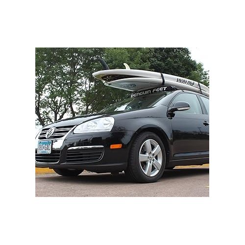  Suspenz Soft Roof Rack Pads for Kayak, Canoes, SUPs, Surfboards, Tie-Down Straps Included, Penguin Feet Car Top Transport System with Cam Buckle Straps