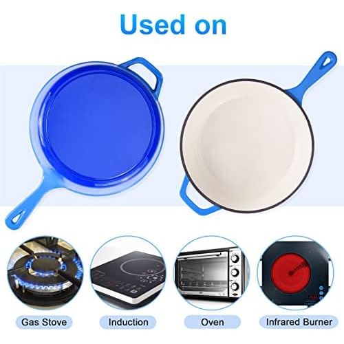  [아마존베스트]Suteck Enameled Cast Iron 2-In-1 Skillet Set, Heavy Duty 3.2 Quart Enamel Cookware Pot and Lid Set, Deep Saucepan and Shallow Skillet Dutch Oven Nonstick Frying Pan for Chef Kitche