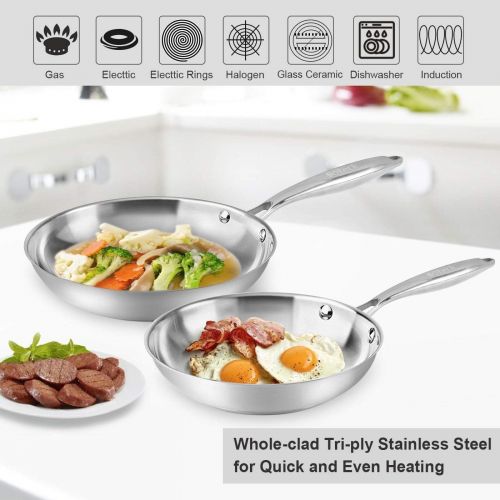  [아마존베스트]Suteck Fry Pan Set of 2 | 8 & 10 Tri-Ply Stainless Steel Frying Pan, Oven & Dishwasher Safe Classic Cooking Pan Cookware