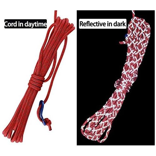  Sutekus 4mm Reflective Guy Lines with Tent Tensioner Cord Adjuster Tent Accessories Lightweight 13 Tent Guide Rope 8 Pack