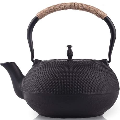  Suyika Japanese Tetsubin Cast Iron Teapot Tea Kettle pot with Stainless Steel Infuser for Stovetop Safe Coated with Enameled Interior