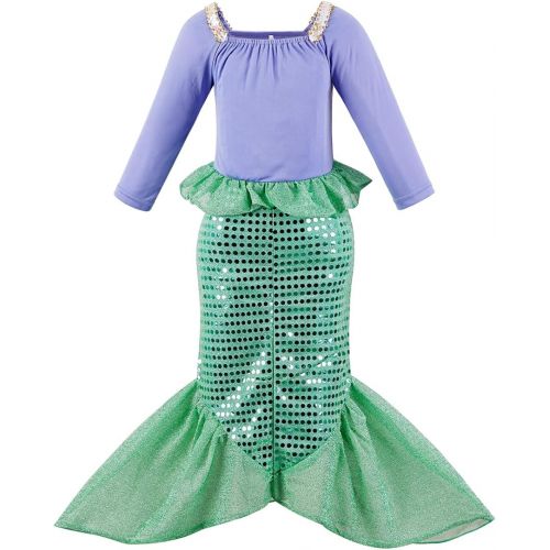  Suyye Girls Princess Mermaid Costume Sequin Ariel Dress Up
