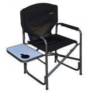 Suzeten Oversized Deck Chair Folding Camping Portable Lightweight Chair with Mesh Back Pocket, Side Table for Camping Outdoor Fishing Supports to 225 lbs, Navy Blue